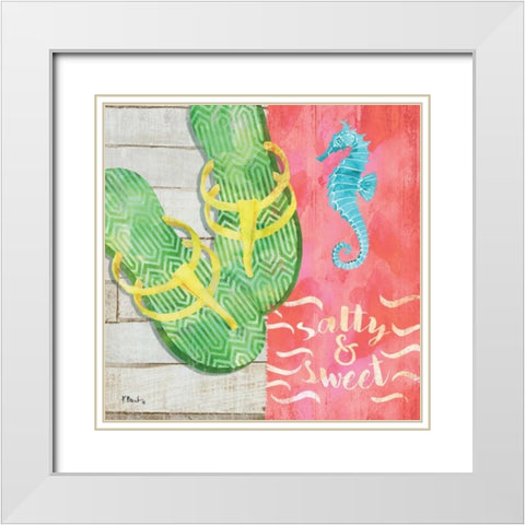 Sunshine Sandals III White Modern Wood Framed Art Print with Double Matting by Brent, Paul