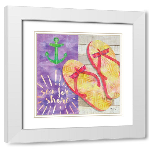 Sunshine Sandals IV White Modern Wood Framed Art Print with Double Matting by Brent, Paul