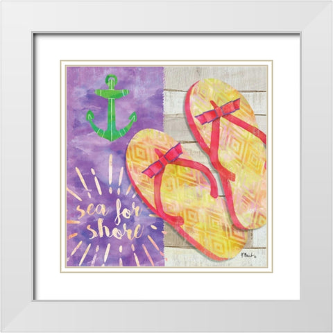 Sunshine Sandals IV White Modern Wood Framed Art Print with Double Matting by Brent, Paul