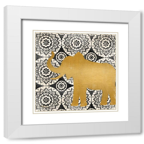 Boho Elephant II White Modern Wood Framed Art Print with Double Matting by Brent, Paul