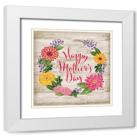 Happy Mothers Day White Modern Wood Framed Art Print with Double Matting by Brent, Paul