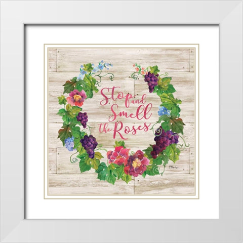 Smell the Roses White Modern Wood Framed Art Print with Double Matting by Brent, Paul