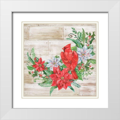 Holiday Cardinal II White Modern Wood Framed Art Print with Double Matting by Brent, Paul