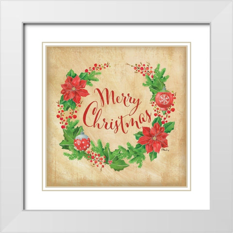 Christmas Wreath White Modern Wood Framed Art Print with Double Matting by Brent, Paul