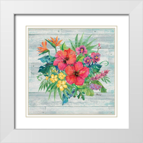 Island Floral II White Modern Wood Framed Art Print with Double Matting by Brent, Paul