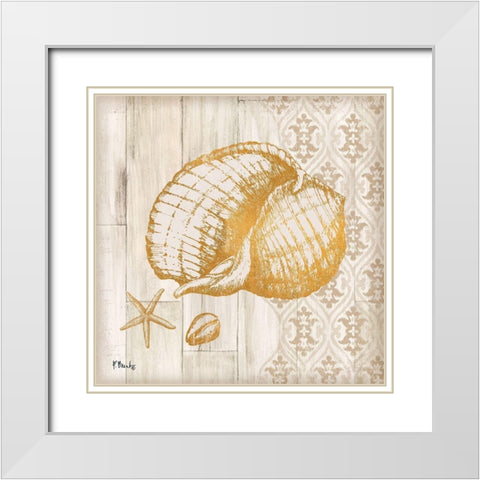 Saint Tropez Shells II White Modern Wood Framed Art Print with Double Matting by Brent, Paul