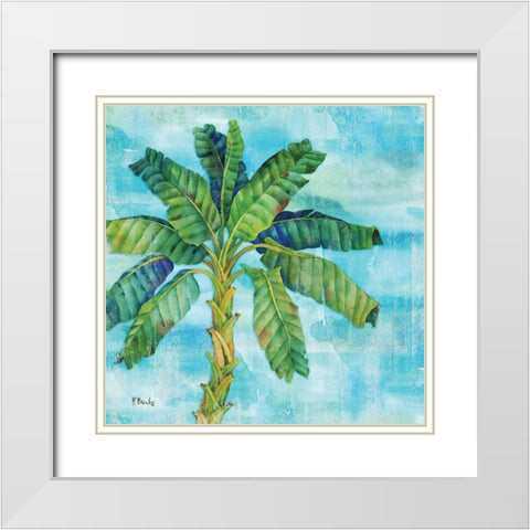 Arianna Palm I White Modern Wood Framed Art Print with Double Matting by Brent, Paul