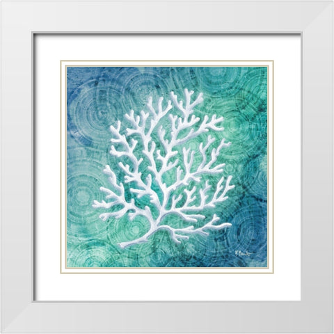 Echoes Coral I White Modern Wood Framed Art Print with Double Matting by Brent, Paul