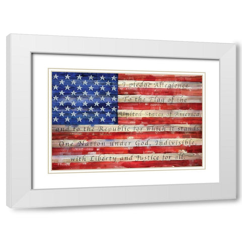 All American Flag I White Modern Wood Framed Art Print with Double Matting by Brent, Paul