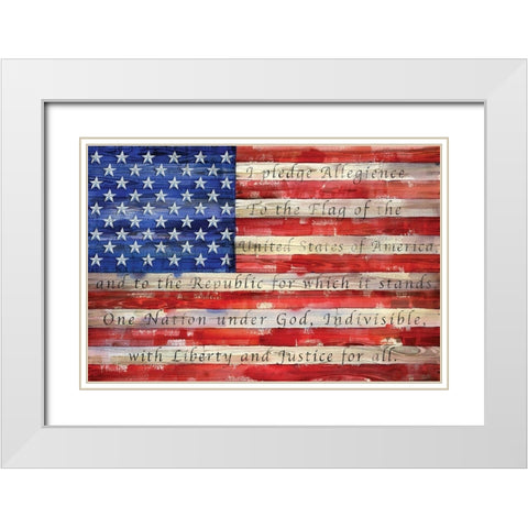 All American Flag I White Modern Wood Framed Art Print with Double Matting by Brent, Paul