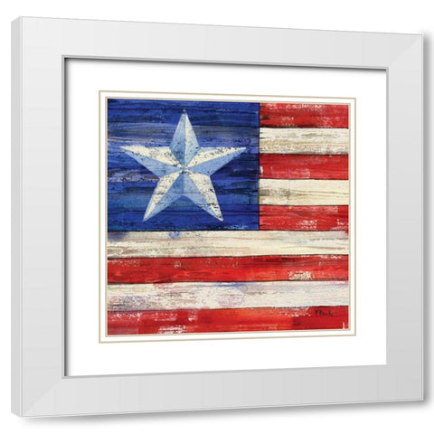 All American Flag III White Modern Wood Framed Art Print with Double Matting by Brent, Paul