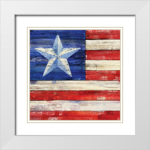 All American Flag III White Modern Wood Framed Art Print with Double Matting by Brent, Paul