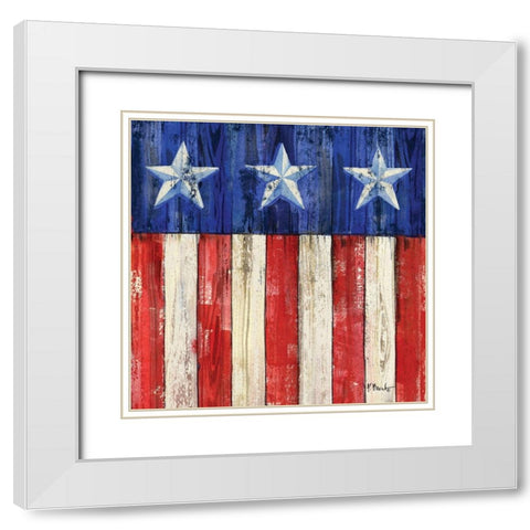 All American Flag IV White Modern Wood Framed Art Print with Double Matting by Brent, Paul