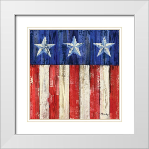 All American Flag IV White Modern Wood Framed Art Print with Double Matting by Brent, Paul