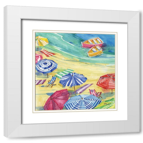 Umbrella Cove I White Modern Wood Framed Art Print with Double Matting by Brent, Paul