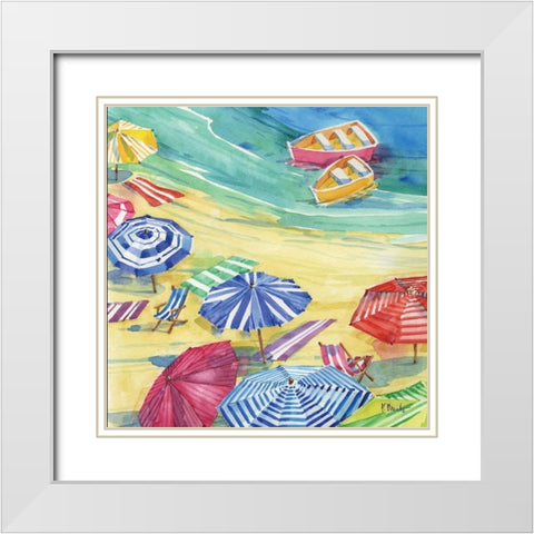 Umbrella Cove I White Modern Wood Framed Art Print with Double Matting by Brent, Paul