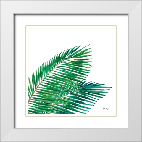 Palm Fronds I White Modern Wood Framed Art Print with Double Matting by Brent, Paul