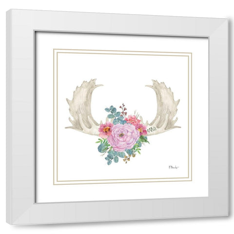 Horned Elegance I White Modern Wood Framed Art Print with Double Matting by Brent, Paul