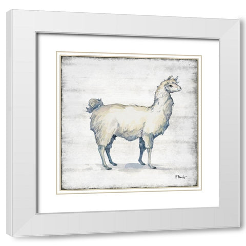 Farmhouse Llama I White Modern Wood Framed Art Print with Double Matting by Brent, Paul