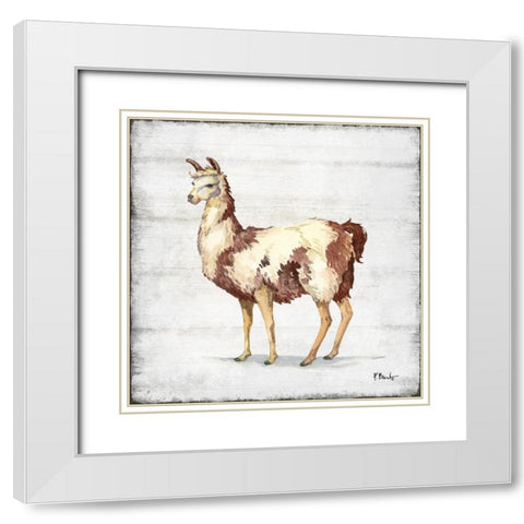 Farmhouse Llama II White Modern Wood Framed Art Print with Double Matting by Brent, Paul