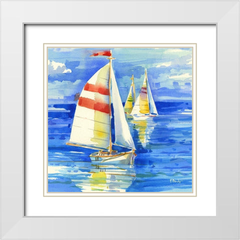 Cape Sailboats I White Modern Wood Framed Art Print with Double Matting by Brent, Paul