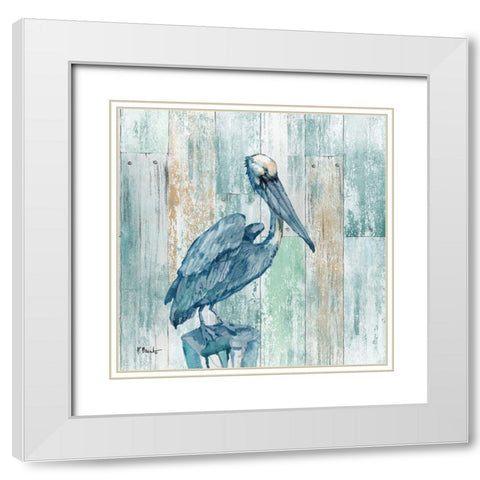 Arianna Pelican White Modern Wood Framed Art Print with Double Matting by Brent, Paul
