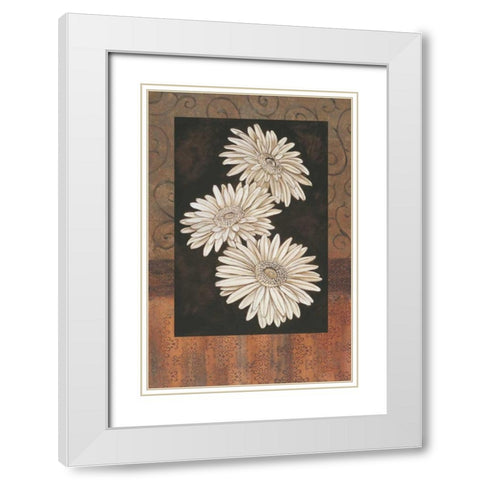 Santorini Daisies White Modern Wood Framed Art Print with Double Matting by Brent, Paul