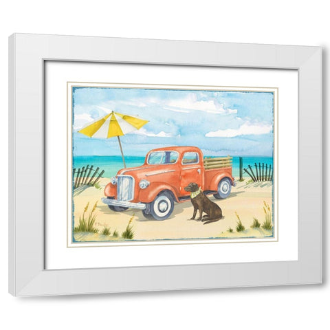 Beach Truck II White Modern Wood Framed Art Print with Double Matting by Brent, Paul