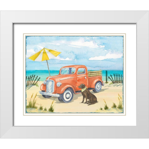 Beach Truck II White Modern Wood Framed Art Print with Double Matting by Brent, Paul