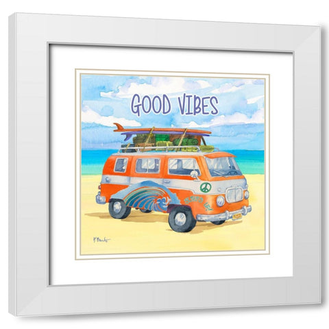 Surf Voyage I White Modern Wood Framed Art Print with Double Matting by Brent, Paul