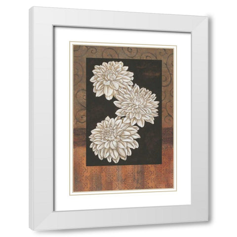 Santorini Dahlias White Modern Wood Framed Art Print with Double Matting by Brent, Paul