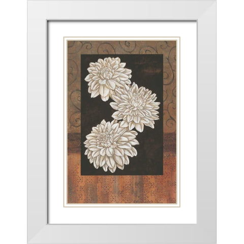 Santorini Dahlias White Modern Wood Framed Art Print with Double Matting by Brent, Paul