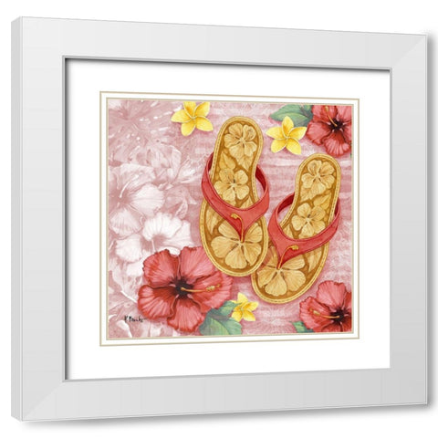 Key West Sandals I White Modern Wood Framed Art Print with Double Matting by Brent, Paul