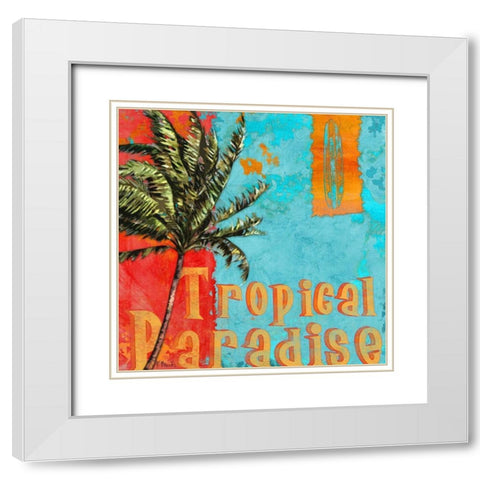 Rojo Palm I White Modern Wood Framed Art Print with Double Matting by Brent, Paul
