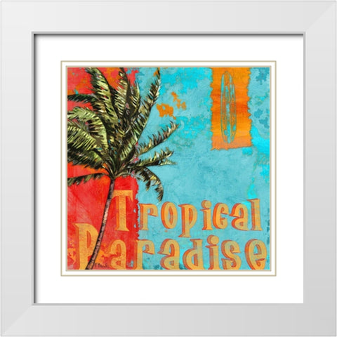 Rojo Palm I White Modern Wood Framed Art Print with Double Matting by Brent, Paul