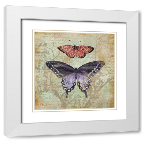 Vintage Butterflies IV White Modern Wood Framed Art Print with Double Matting by Brent, Paul