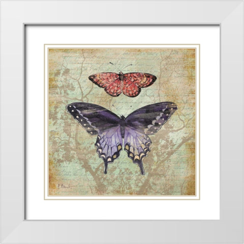 Vintage Butterflies IV White Modern Wood Framed Art Print with Double Matting by Brent, Paul