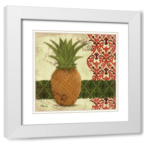 Thai Pineapple II White Modern Wood Framed Art Print with Double Matting by Brent, Paul