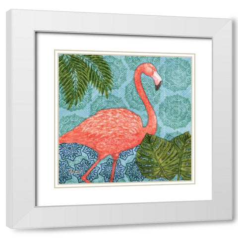 Bahama Flamingo I White Modern Wood Framed Art Print with Double Matting by Brent, Paul