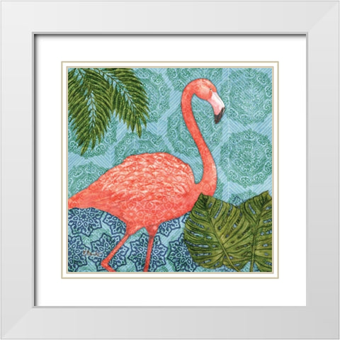 Bahama Flamingo I White Modern Wood Framed Art Print with Double Matting by Brent, Paul