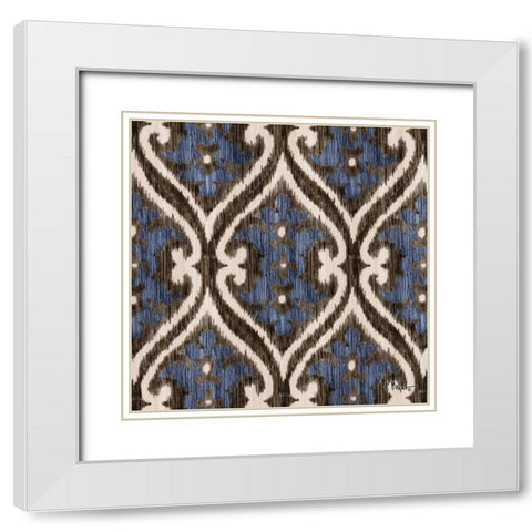 Indigo Ikat IV White Modern Wood Framed Art Print with Double Matting by Brent, Paul