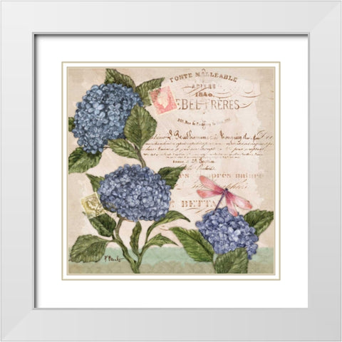 Parisian Hydrangeas I White Modern Wood Framed Art Print with Double Matting by Brent, Paul