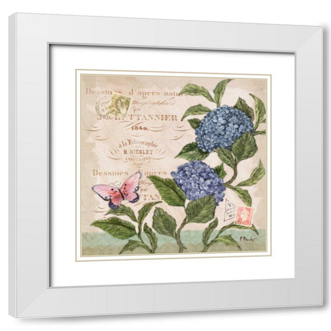 Parisian Hydrangeas II White Modern Wood Framed Art Print with Double Matting by Brent, Paul