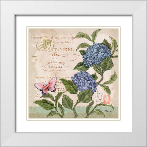 Parisian Hydrangeas II White Modern Wood Framed Art Print with Double Matting by Brent, Paul