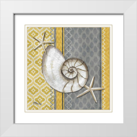 Santa Cruz Shells I White Modern Wood Framed Art Print with Double Matting by Brent, Paul