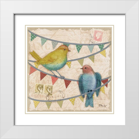 Fancy Flock I White Modern Wood Framed Art Print with Double Matting by Brent, Paul