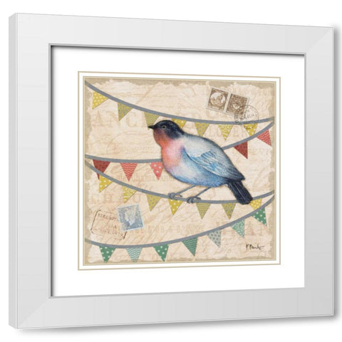 Fancy Flock II White Modern Wood Framed Art Print with Double Matting by Brent, Paul