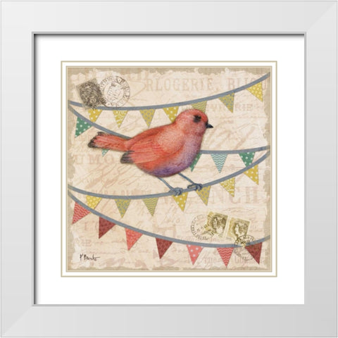 Fancy Flock III White Modern Wood Framed Art Print with Double Matting by Brent, Paul
