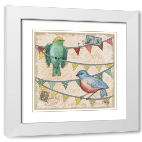 Fancy Flock IV White Modern Wood Framed Art Print with Double Matting by Brent, Paul