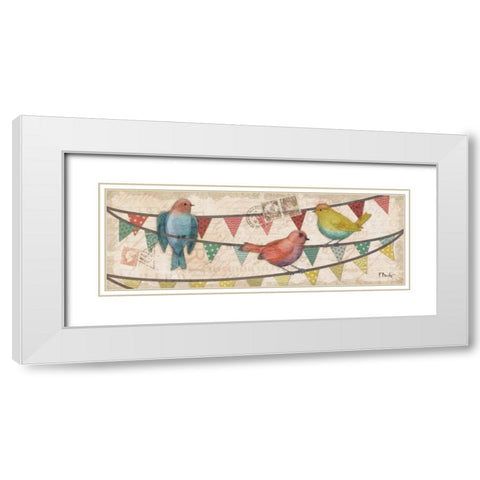 Fancy Flock Panel II White Modern Wood Framed Art Print with Double Matting by Brent, Paul
